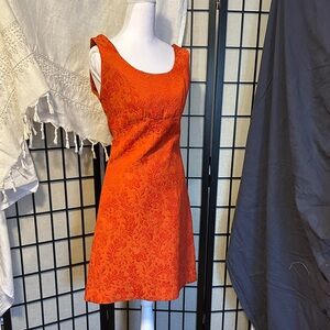 Anthropologie Orange Brocade Mini Dress